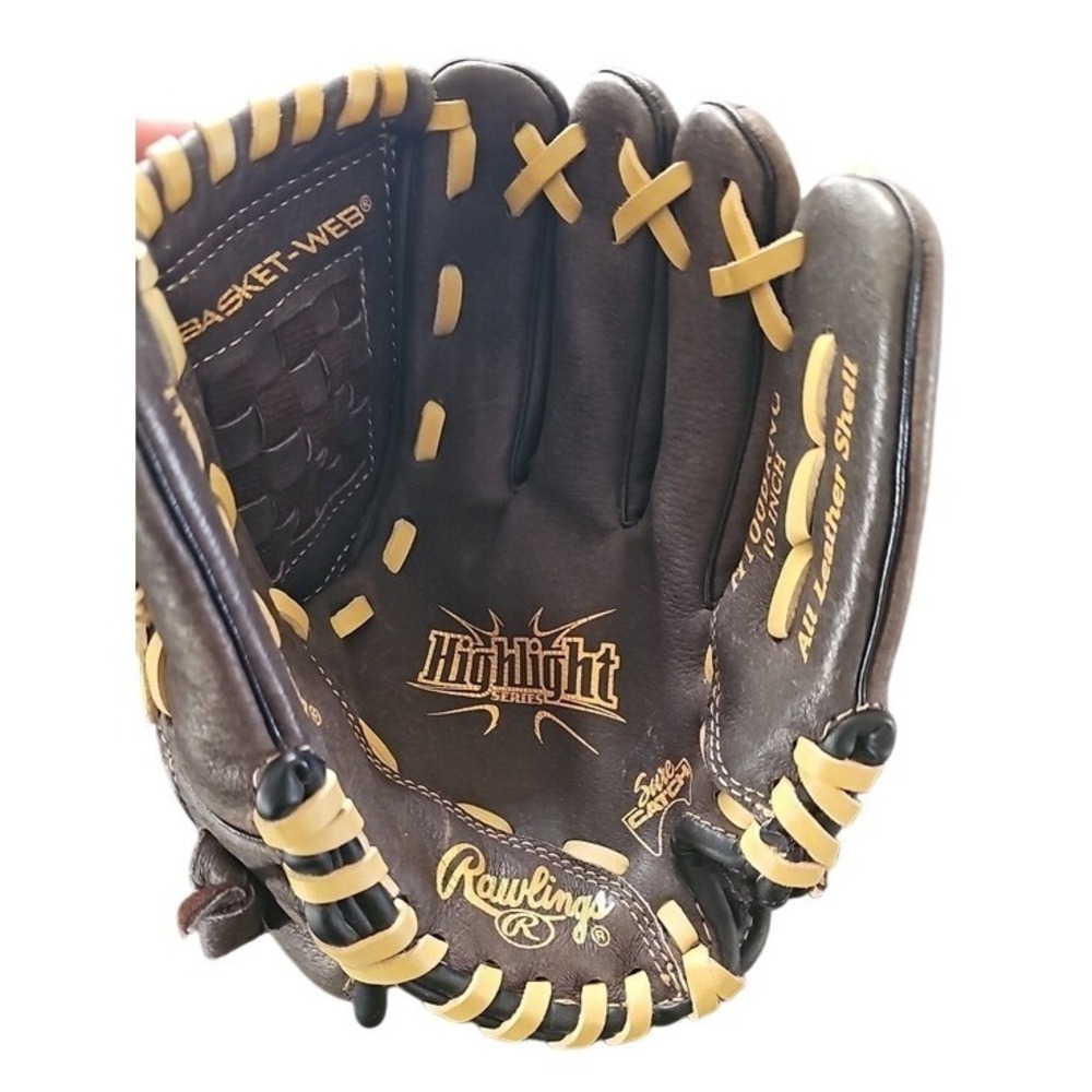 Rawlings Highlight Series 10 Inch Youth Baseball Glove Brown Leather H100BRNC
